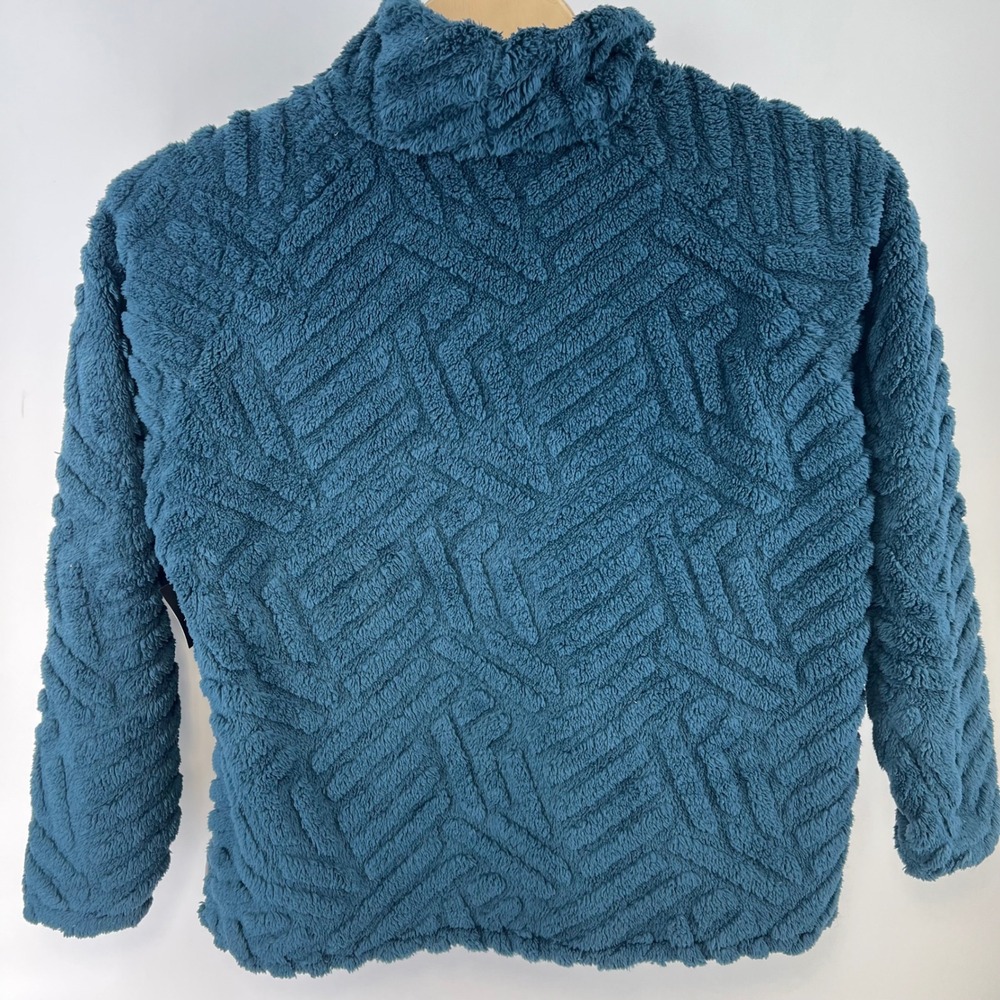 Eddie Bauer Quest Plush Textured Fleece Mock Neck Pullover Women XL Teal NWT - Picture 2 of 10